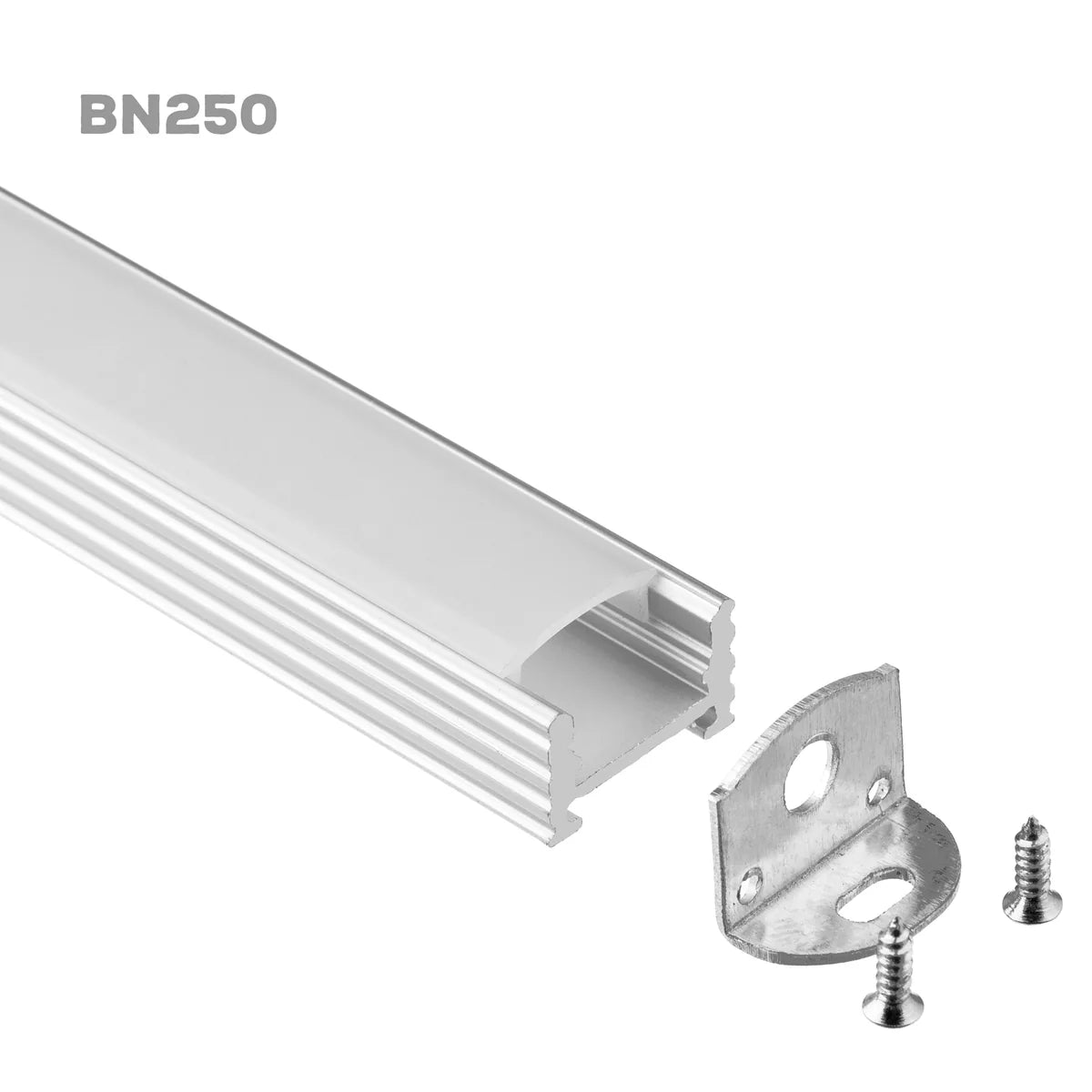 BN250 8 ft Aluminum LED Channel 10 Pack - Surface Mount Rectangular Diffuser for 0.46