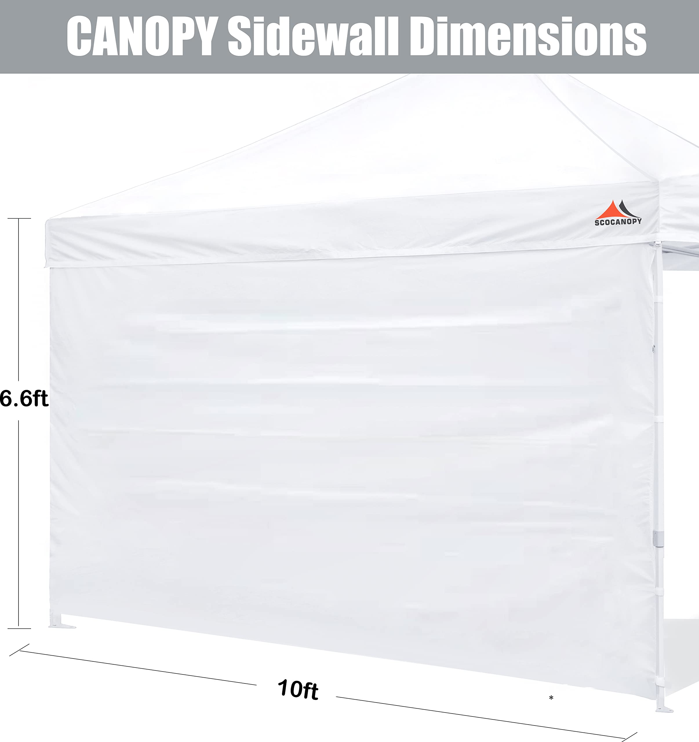 SCOCANOPY Side Wall for 10x10 Pop Up Canopy Frame - 1 Pack White SunWall for Outdoor Events, Parties & Beach Protection