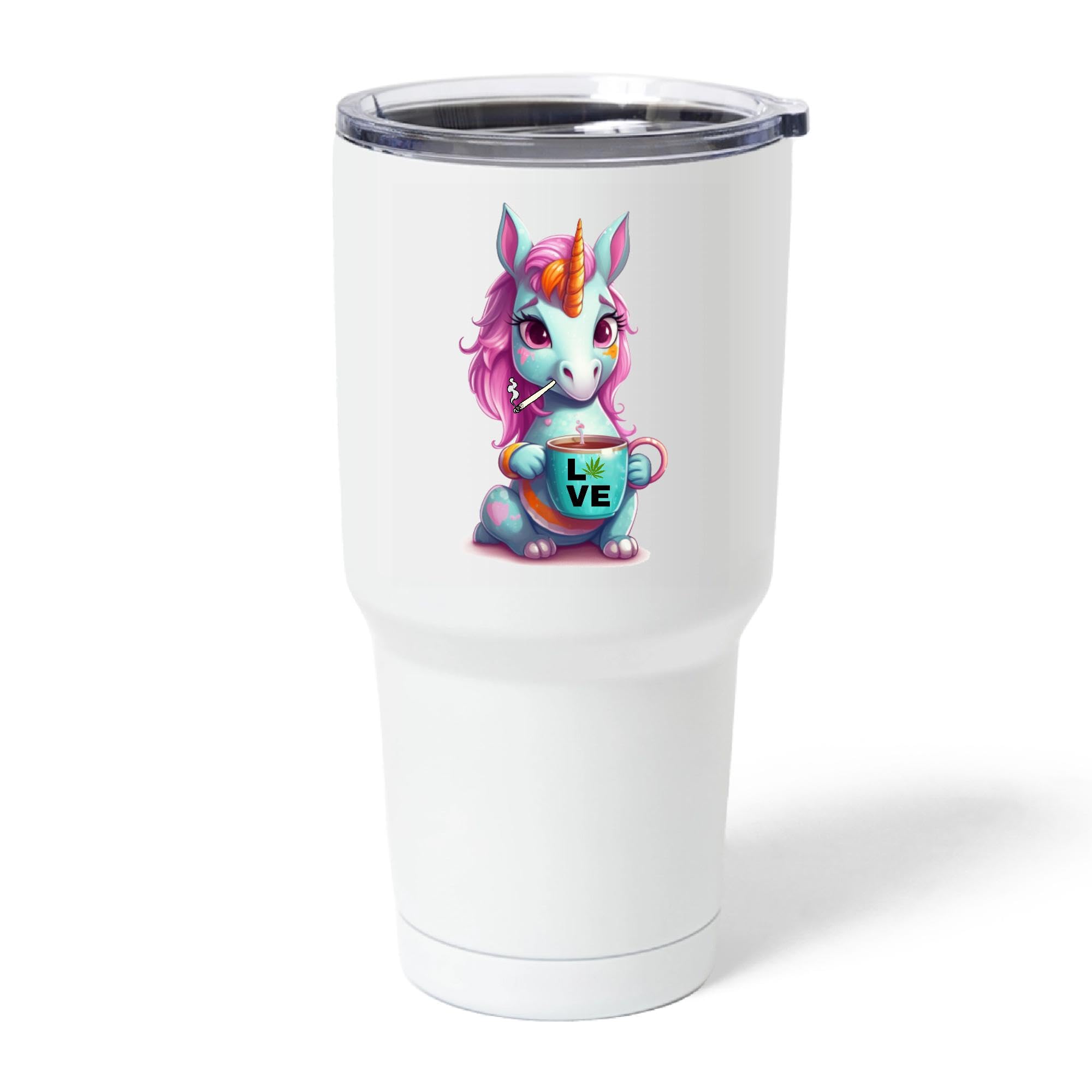 Fun Unicorn 30oz Travel Tumbler Mug - Insulated Stainless Steel Cup for Weed & Cannabis Lovers - Perfect Gift for Marijuana Smokers - Great for Outdoor Adventures, Camping & Road Trips