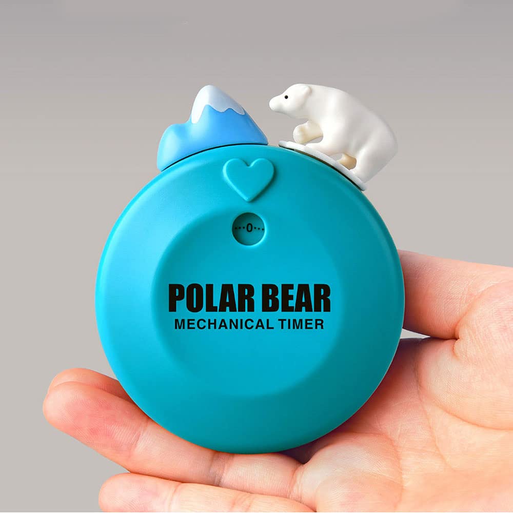 Cartoon Bear Shape 60-Minute Mechanical Kitchen Timer - Manual Cooking Alarm Clock for Baking, Study & Home Decor (Blue) | Perfect for Kids, Students & Chefs