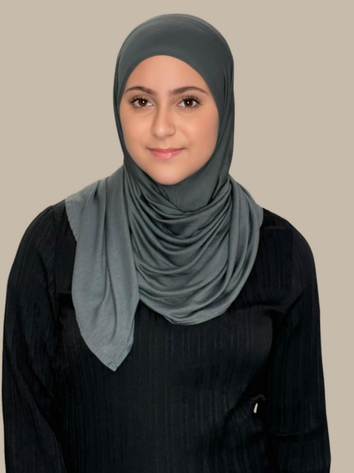 Stylish Pre-Sewn Jersey Hijab for Women - Pebble Grey | Comfortable & Modest Headscarf for Daily Wear, Work, and Prayer