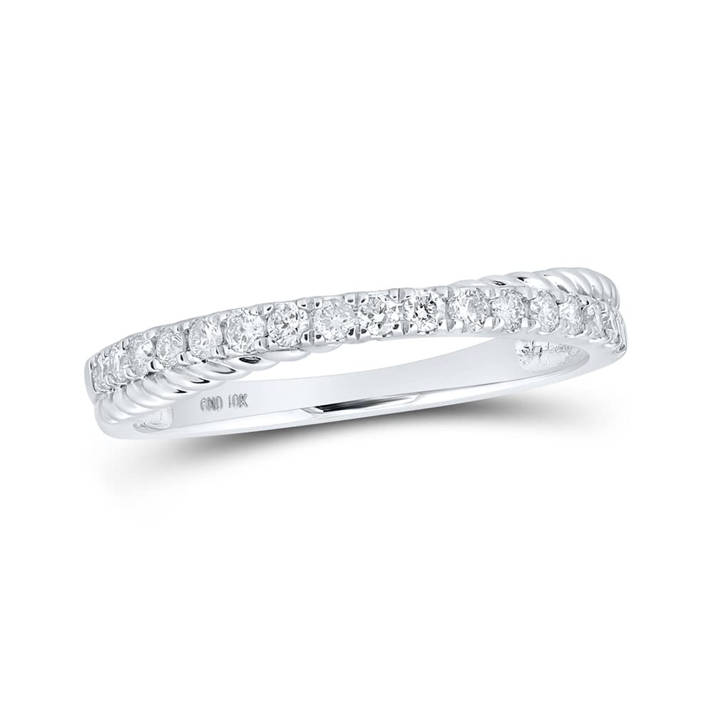 10K White Gold Women's Round Diamond Stackable Band Ring - 1/4 CTTW - Elegant Wedding, Anniversary, or Everyday Jewelry Gift for Her