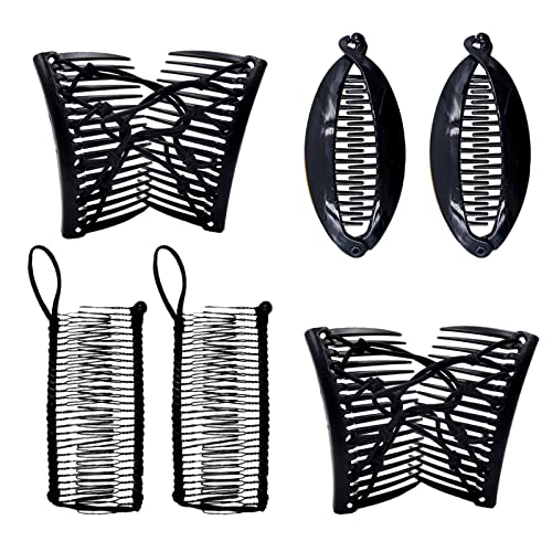 AMLESO French Hair Banana Comb Clips - 6PCS Interlocking Ponytail Holder Slide Claws for Women & Girls - Perfect for Updos, Braids, and Everyday Hairstyles