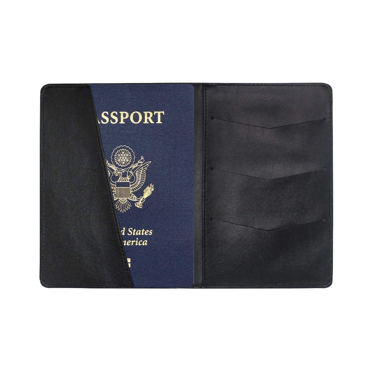 Kuizee Baseball Stars Dark Blue Leather Passport Holder & Travel Wallet - 4.5 x 6.5 Inch - RFID Blocking Passport Cover for Men, Women - Perfect for International Travel, Business Trips and Vacations