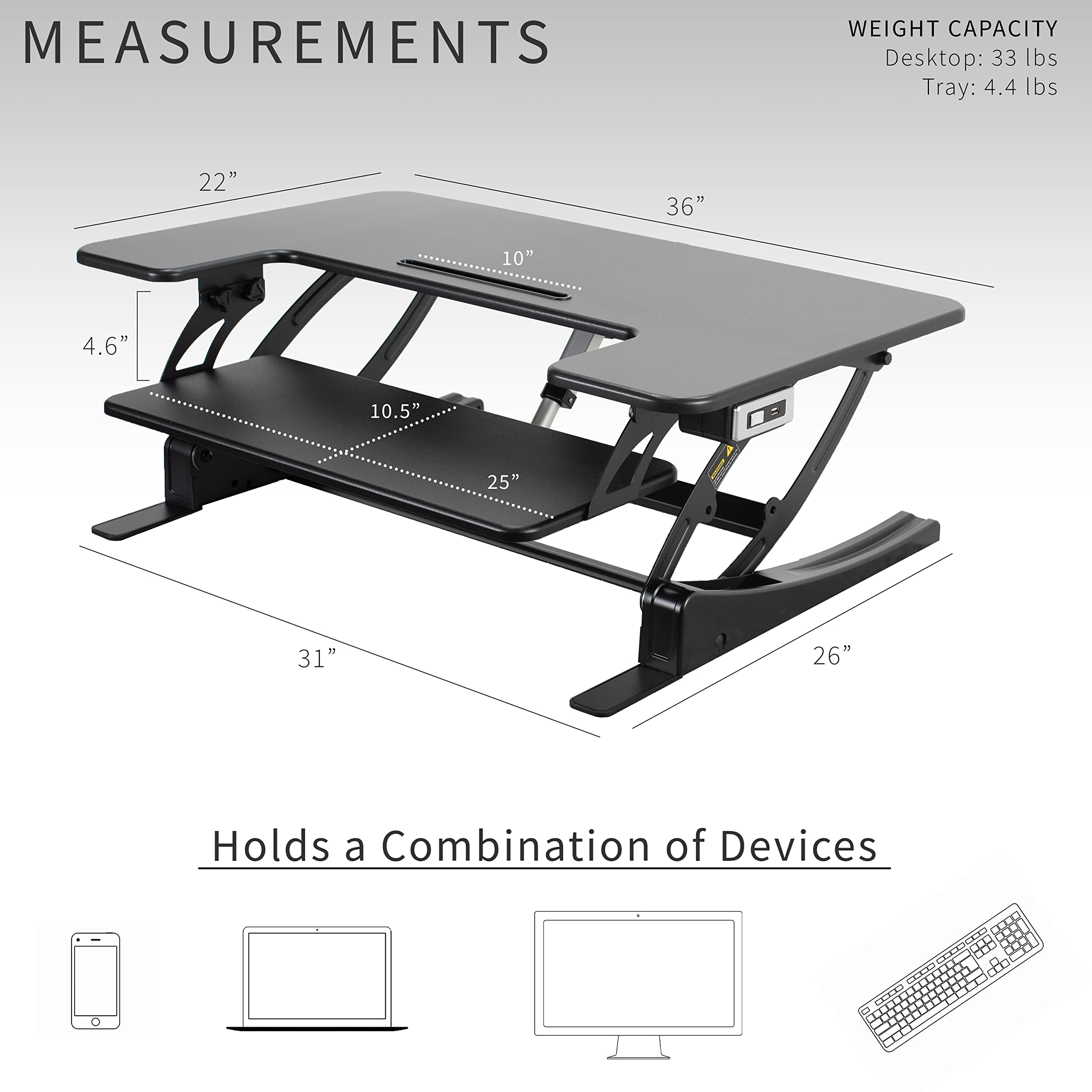 VIVO 36 Inch Electric Height Adjustable Standing Desk Converter | VE Series Sit Stand Workstation with Dual Monitor Riser & USB Port | Black DESK-V000VE | Perfect for Home Office, Gaming & Workspace Ergonomics