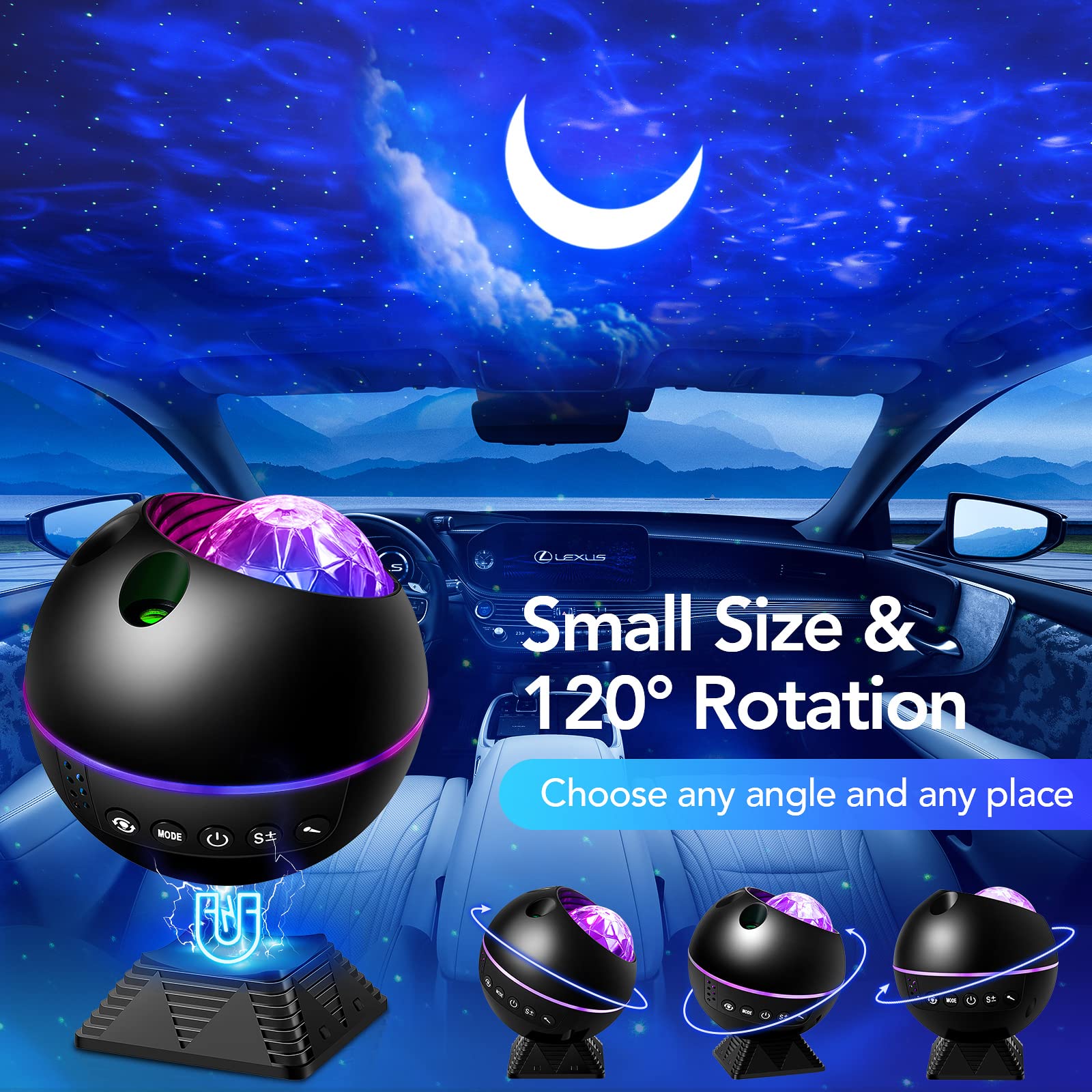 ONEFIRE Star Projector with 43 Lighting Modes - Kids Night Light with Remote Control & Timer, 360° Rotating LED Galaxy Projector for Bedroom, Nursery, and Relaxation