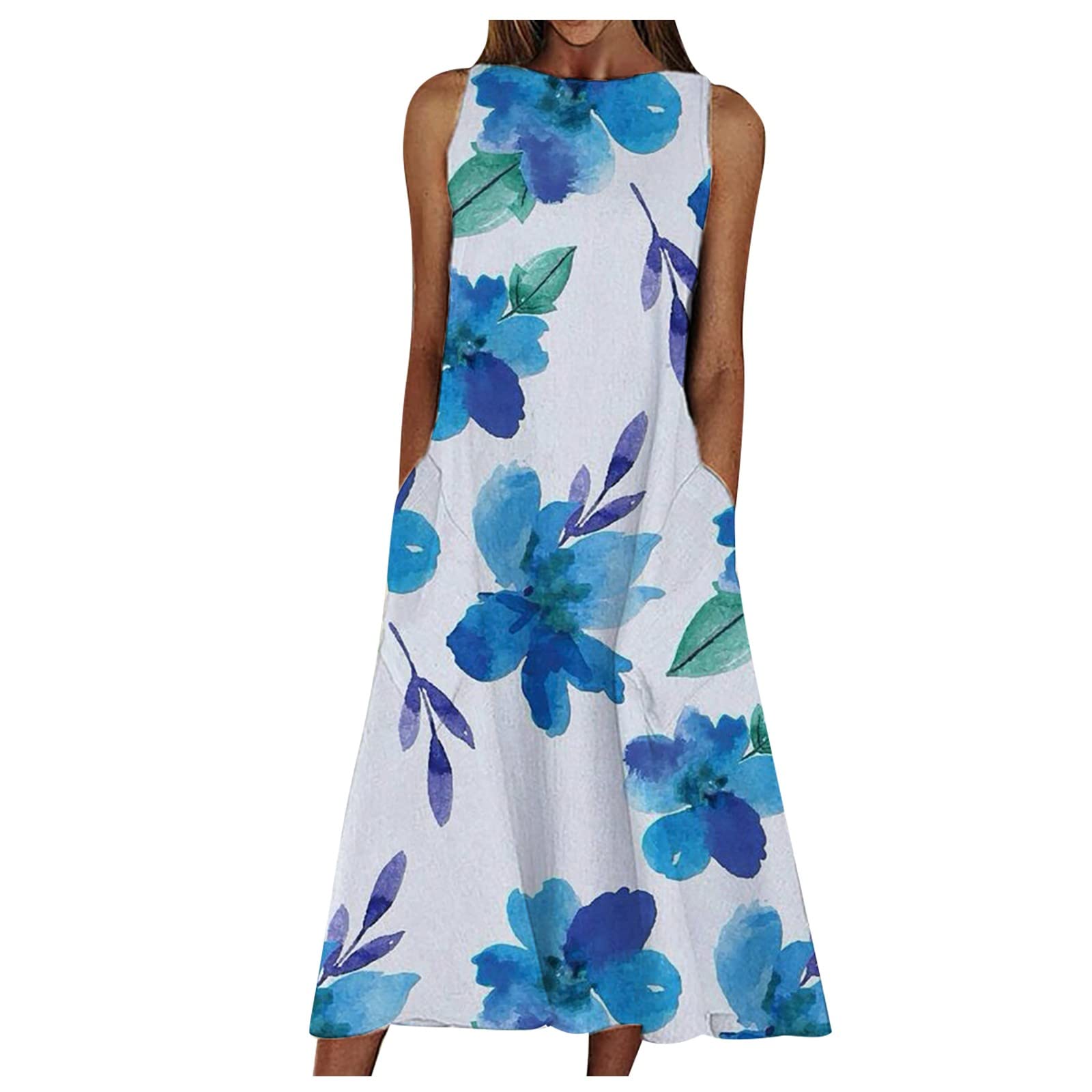 Sexy Women's Printed Round Neck Sleeveless Dress - Loose Fit Pullover Cocktail Dress for Summer | Perfect for Parties, Date Nights & Casual Outings