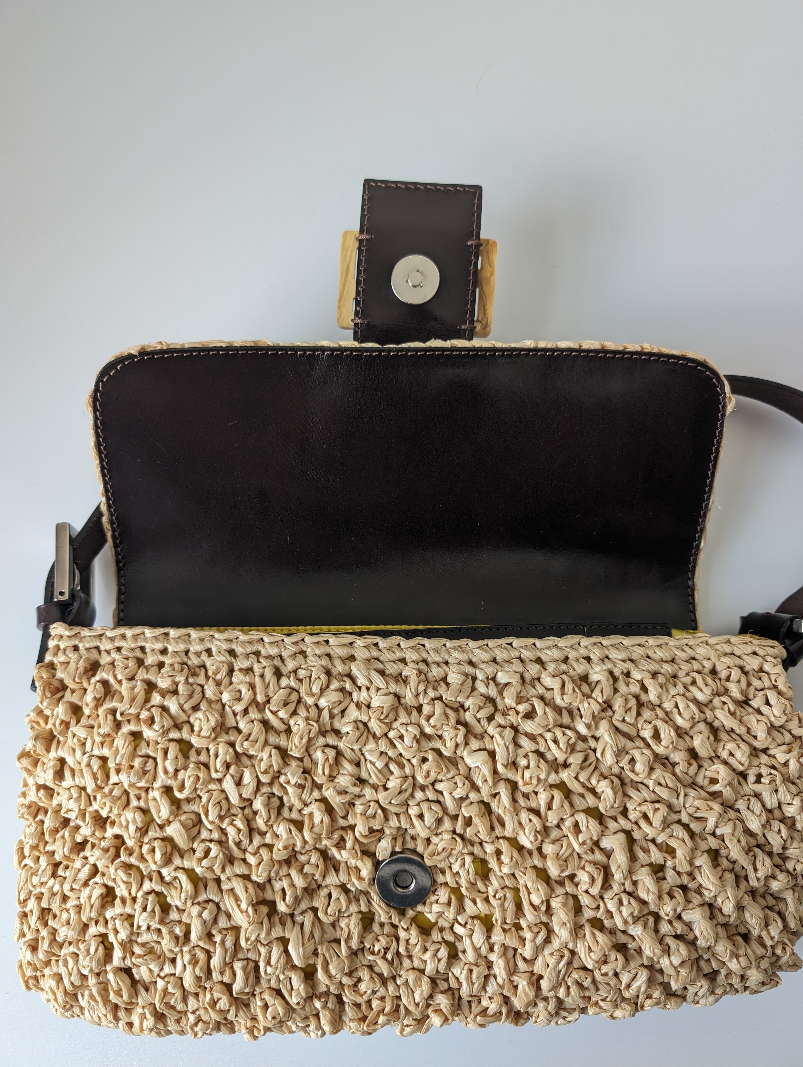 Fendi Raffia Woven Baguette Bag - Luxury Straw Handbag for Women | Perfect for Summer, Beach, and Casual Outings