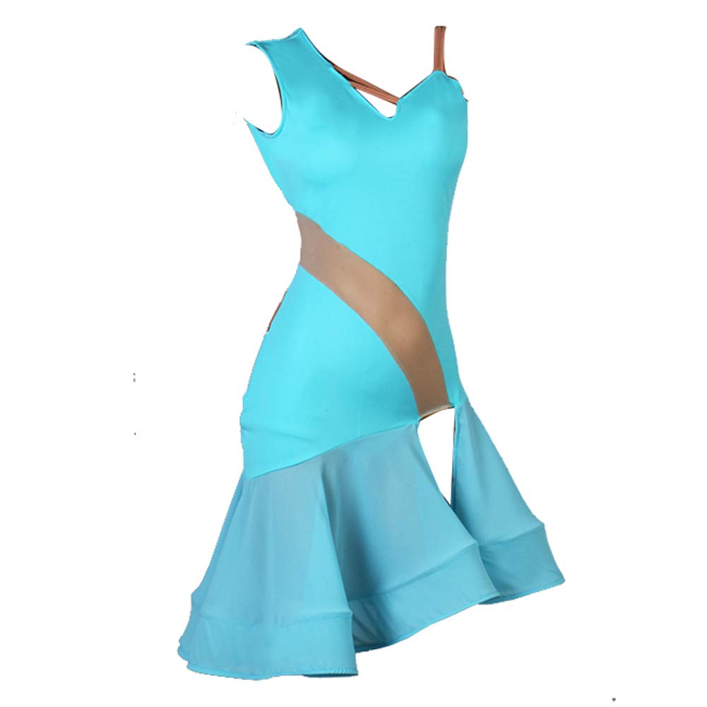 Sexy Women's Ballroom Dance Dress - Samba Costume, Sheer Mesh Stretchy One-Piece Latin Dress for Competition & Party | Sleeveless Performance Outfit for Latin, Tango & Social Dancing