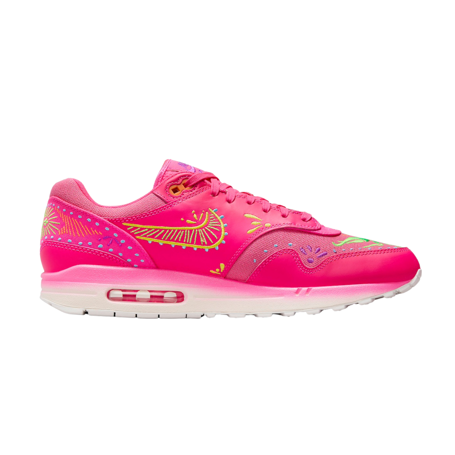 Nike Air Max 1 PRM Dia De Muertos Pink Multicolor Sneakers - Limited Edition Day of The Dead Shoes for Women & Men - Perfect for Halloween, Streetwear & Casual Fashion