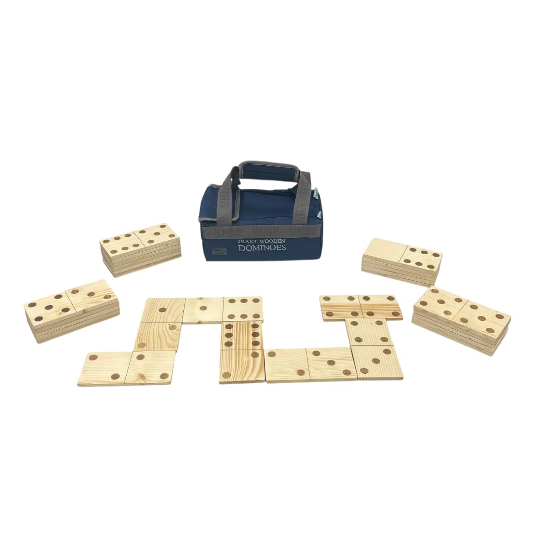 Jumbo Wooden Domino Set in Storage Bag - Giant Dominoes for Family Game Night, Outdoor Play & Classroom Math Activities