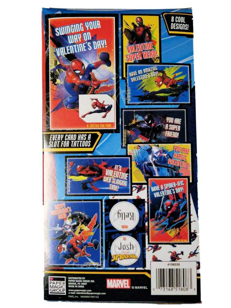 Spider-Man Valentine's Day Cards Set of 32 with Temporary Tattoos - Perfect for Classroom Exchanges, Kids' Parties & Superhero Themed Celebrations