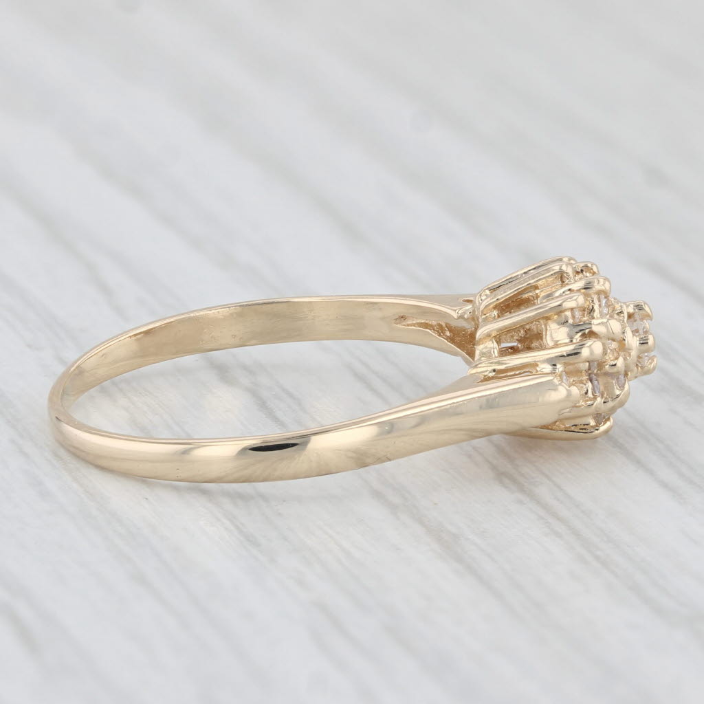 0.23ctw Diamond Cluster Engagement Ring 14k Yellow Gold Size 7.25 - Perfect for Proposals, Anniversaries & Bridal Jewelry