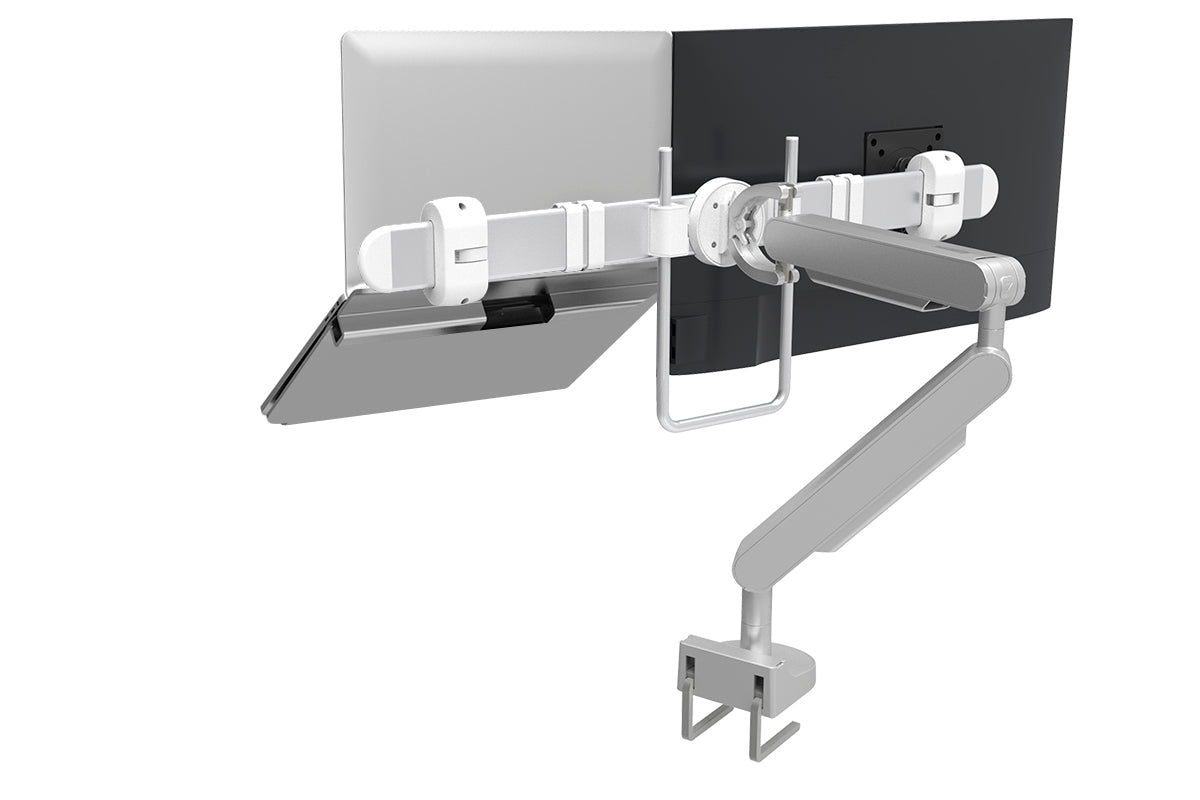 Zgo Adjustable Single Arm Monitor Stand with Crossbar for Dual Screen Setup - Perfect for Home Office, Gaming, and Workspace Ergonomics