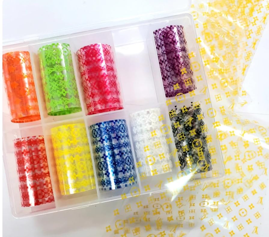 10 Rolls Black Nail Foil Transfer Sticker Kit - Nail Art Foil Sheets, Decals & Wraps for Women | DIY Manicure, Salon Nail Design, Party & Special Occasion Nails