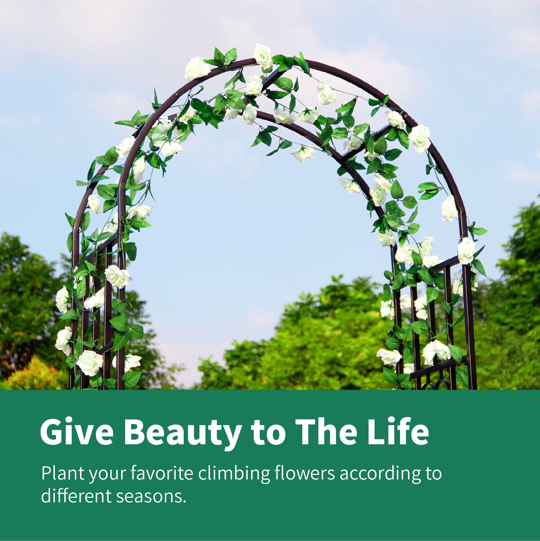 Metal Garden Arch Arbor - Curved Iron Trellis for Climbing Plants, Outdoor Wedding & Ceremony Decor - Perfect for Vine Support, Backyard Landscaping & Romantic Events