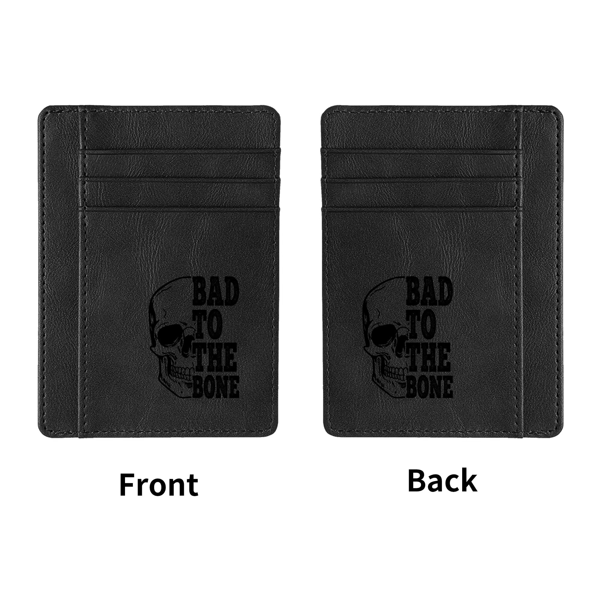 Bad To The Bone Minimalist Leather Wallets for Men - Slim RFID Blocking Bifold Wallet - Perfect for Everyday Carry, Travel & Gift Giving