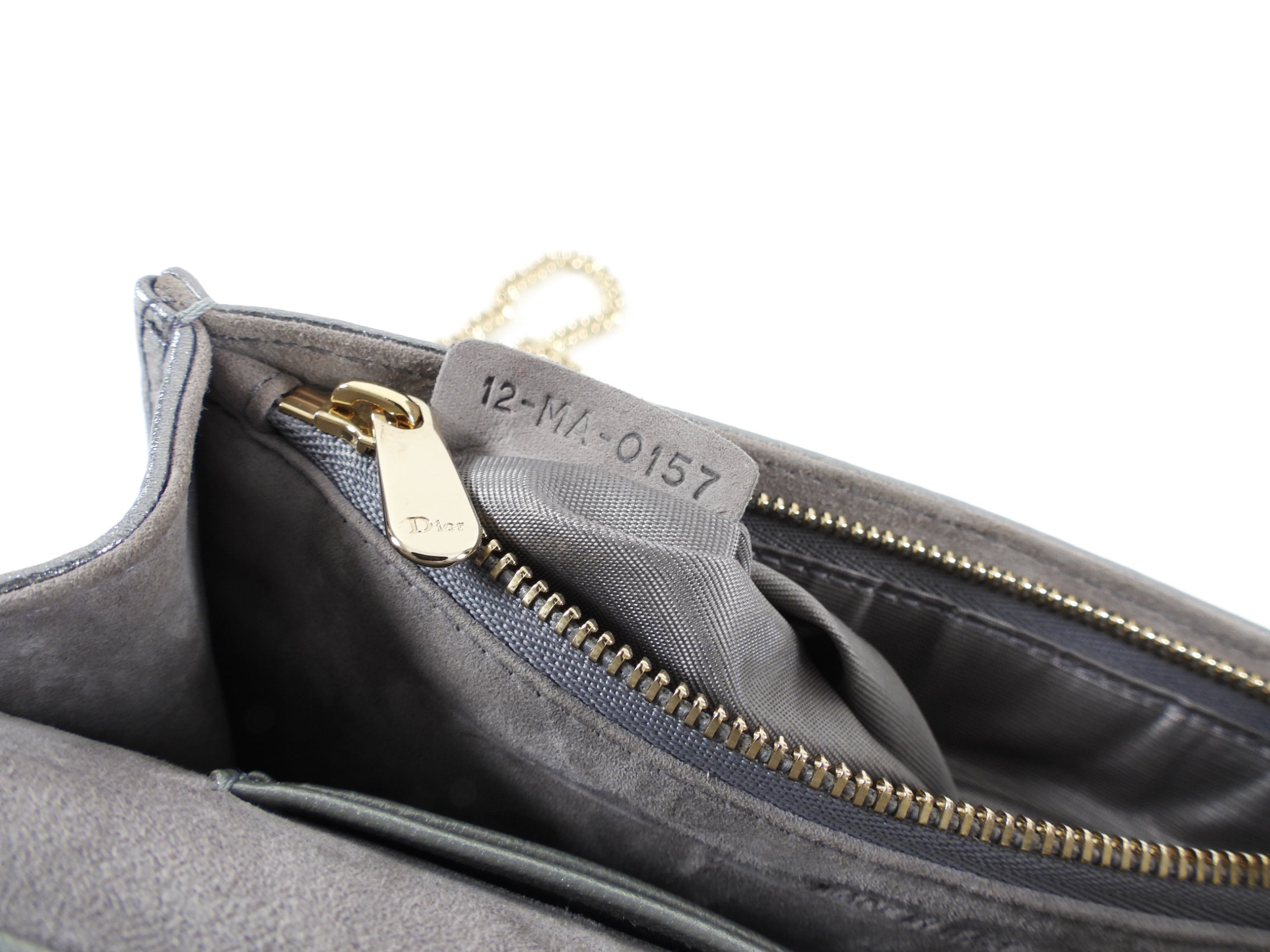 Diorama Metallic Grey Silver Calf Leather Crossbody Wallet on Chain Bag - Perfect for Evening Parties, Date Nights & Special Occasions