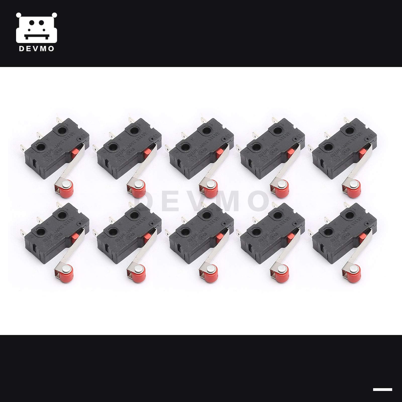DEVMO 10PCS KW12-3 Micro Roller Lever Arm Limit Switch Normally Open/Close for 3D Printer Endstop - Perfect for CNC Machines, Industrial Automation & DIY Projects