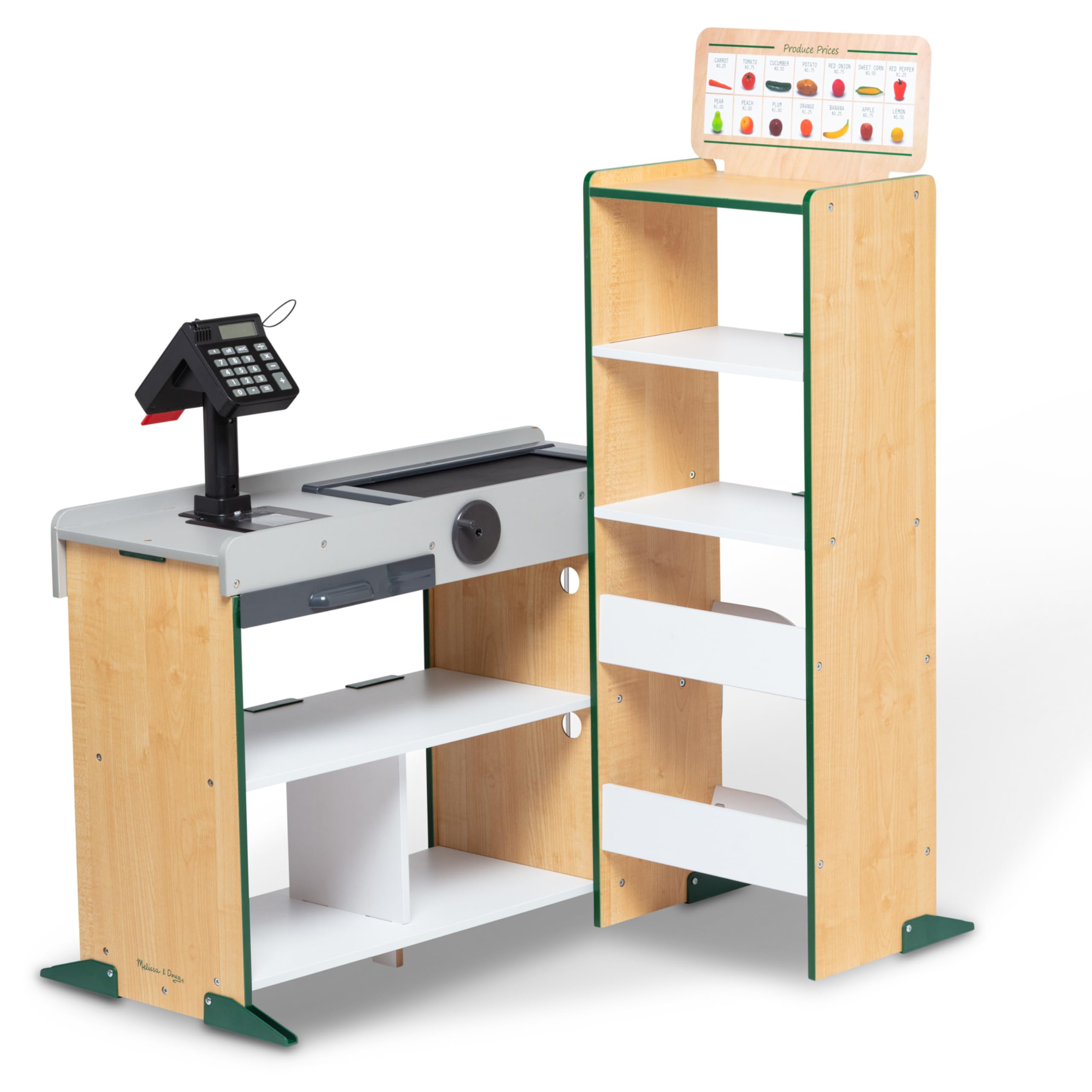 Melissa & Doug Wooden Fresh Mart Grocery Store Play Set - FSC Certified Wooden Pretend Play for Kids - Perfect for Home, Classroom & Daycare Role-Playing Games