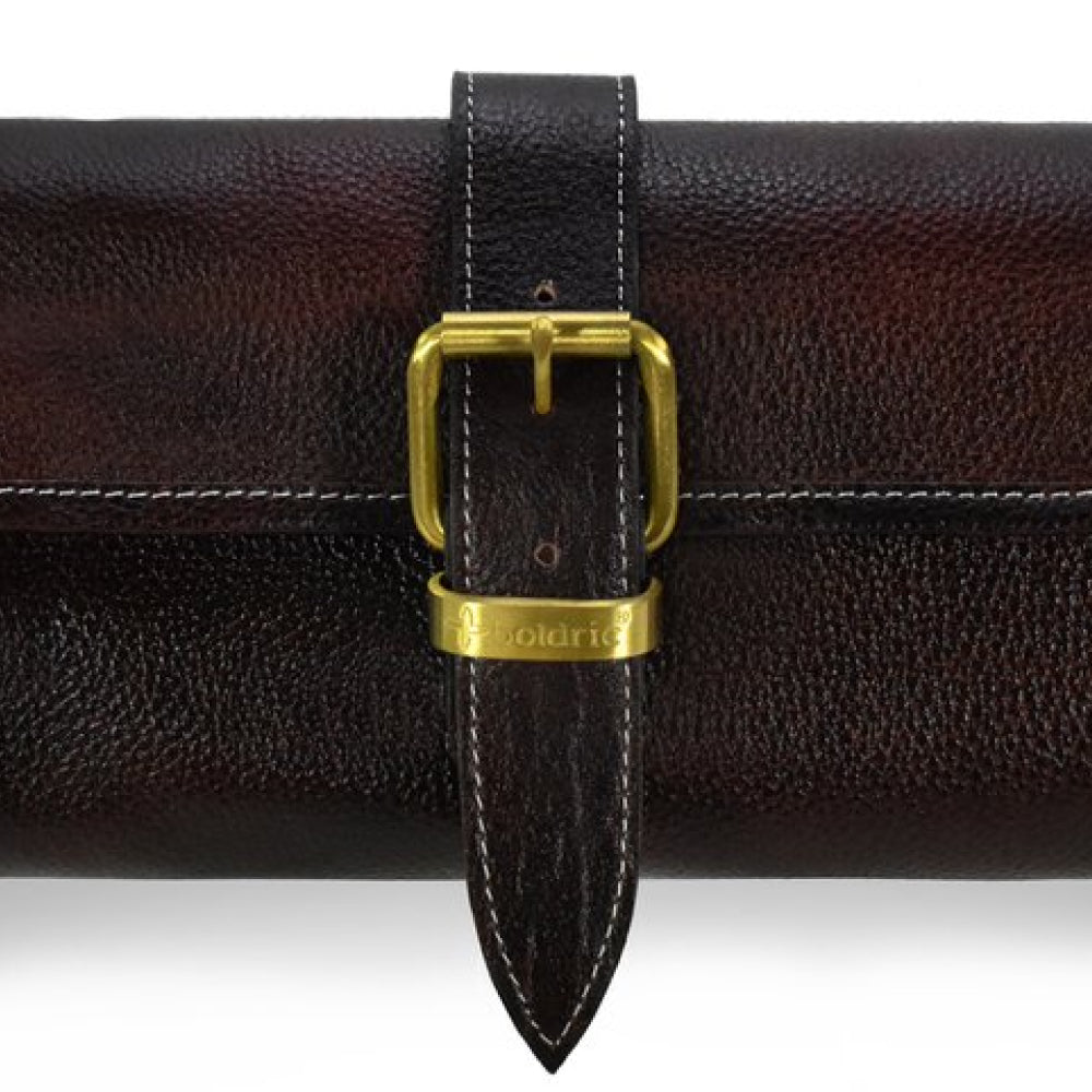 BOLB122 8-Pocket Brown Leather Knife Roll Bag with Buckle - Perfect for Chefs, Butchers & Outdoor Enthusiasts - Durable & Stylish Knife Storage for Kitchen, Hunting & Camping