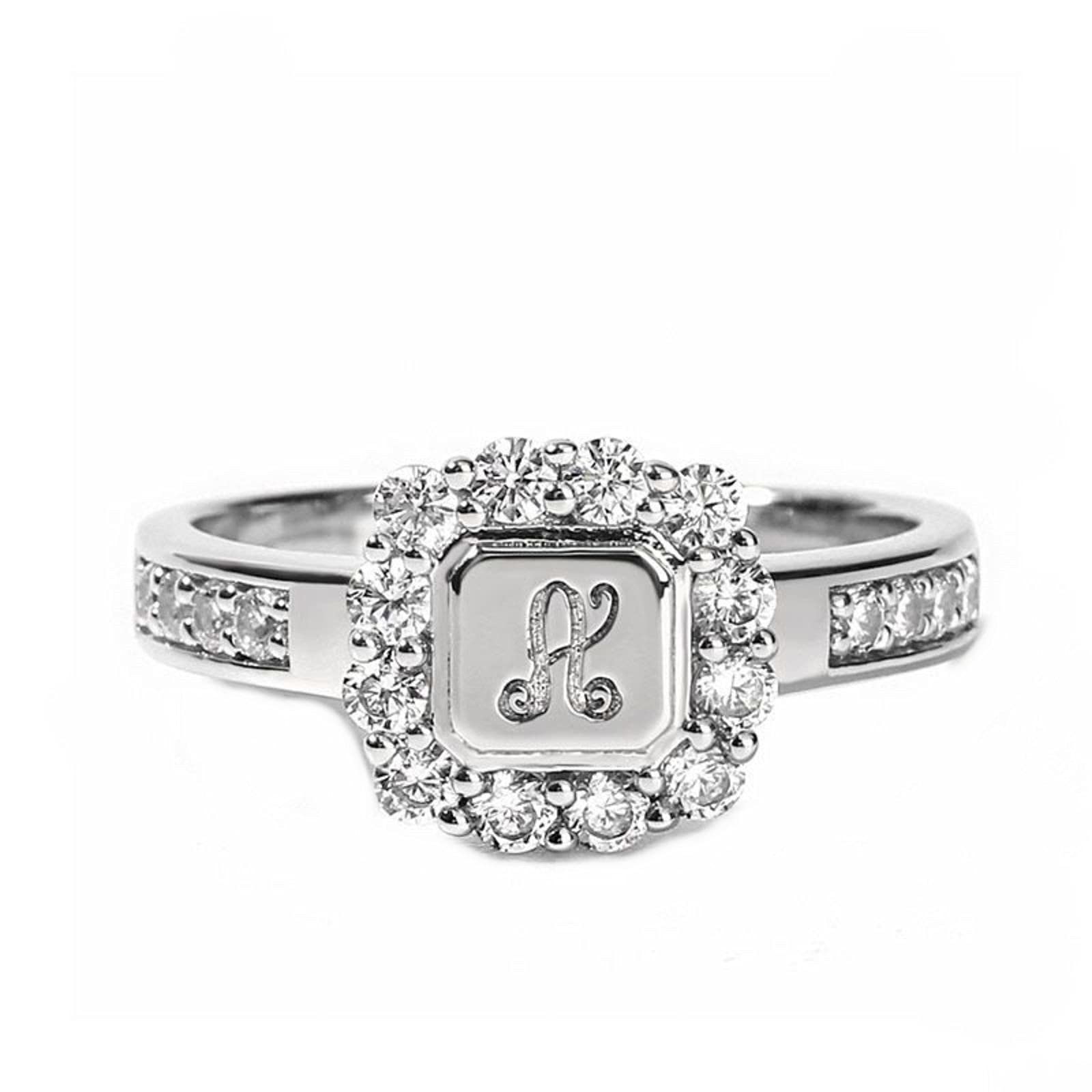 Jeulia Personalized Diamond Rings for Women - Sterling Silver CZ Monogram Band, Wedding Engagement Promise Ring Set - Perfect for Anniversaries, Bridal Gifts & Special Occasions