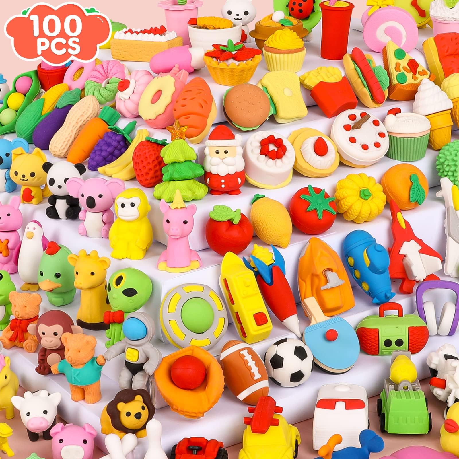 100-Pack 3D Animal Puzzle Erasers - Fun Take Apart Desk Pets for Kids, Bulk Classroom Prizes, Party Favors & School Supplies - Perfect for Treasure Boxes, Goodie Bags & Back-to-School Gifts (Random Styles) - Great for Learning, Playtime & Creative Fun