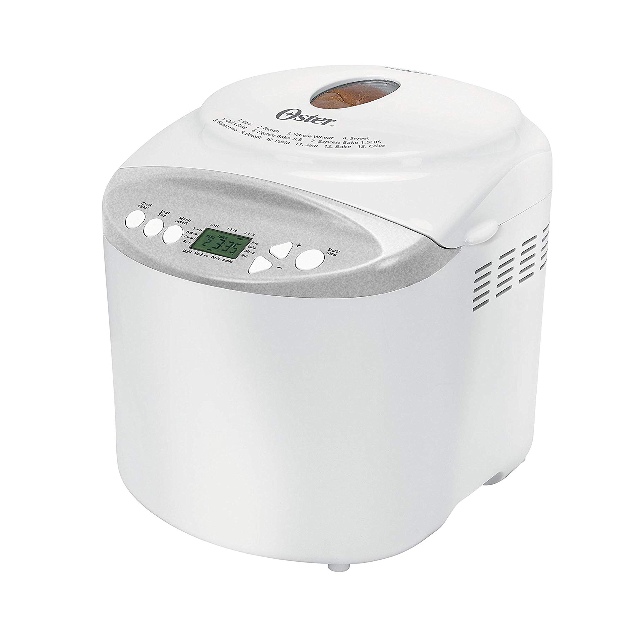 Oster Expressbake 2-Pound Bread Maker with Gluten-Free Setting - White (CKSTBR9050-NP) | Perfect for Homemade Bread, Artisan Loaves & Gluten-Free Baking