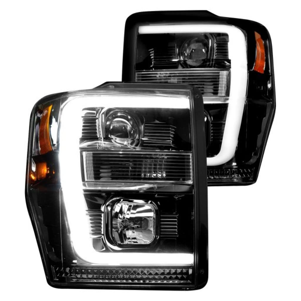 Recon Headlights for Ford F-250 Super Duty 2008-2010 - Smoked Black w/OLED Halos | Perfect for Night Driving & Off-Road