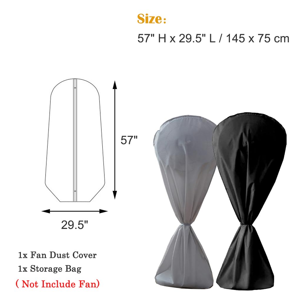 Heavy Duty 420D Waterproof Electric Fan Cover - Washable Dustproof Protective Sleeve for Pedestal Stand Fan & Floor Fan | Indoor & Outdoor Use, Home, Office, Garage - Black