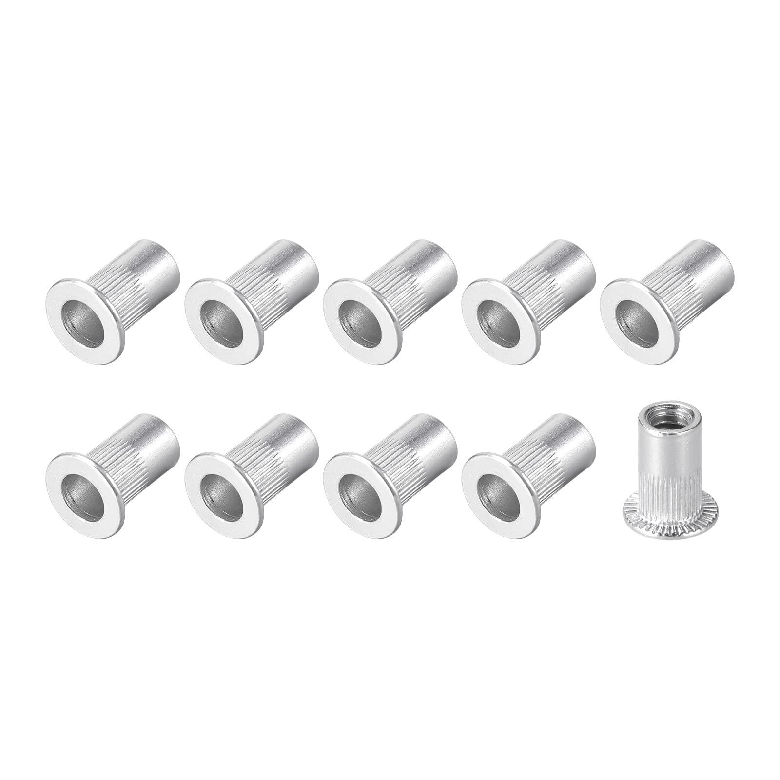 METALLIXITY 50Pcs #8-32 Rivet Nuts, Aluminum Alloy Threaded Insert Nuts - Silver Tone Fasteners for Furniture Assembly & Mechanical Repairs | Perfect for DIY Projects, Cabinet Making & Automotive Applications