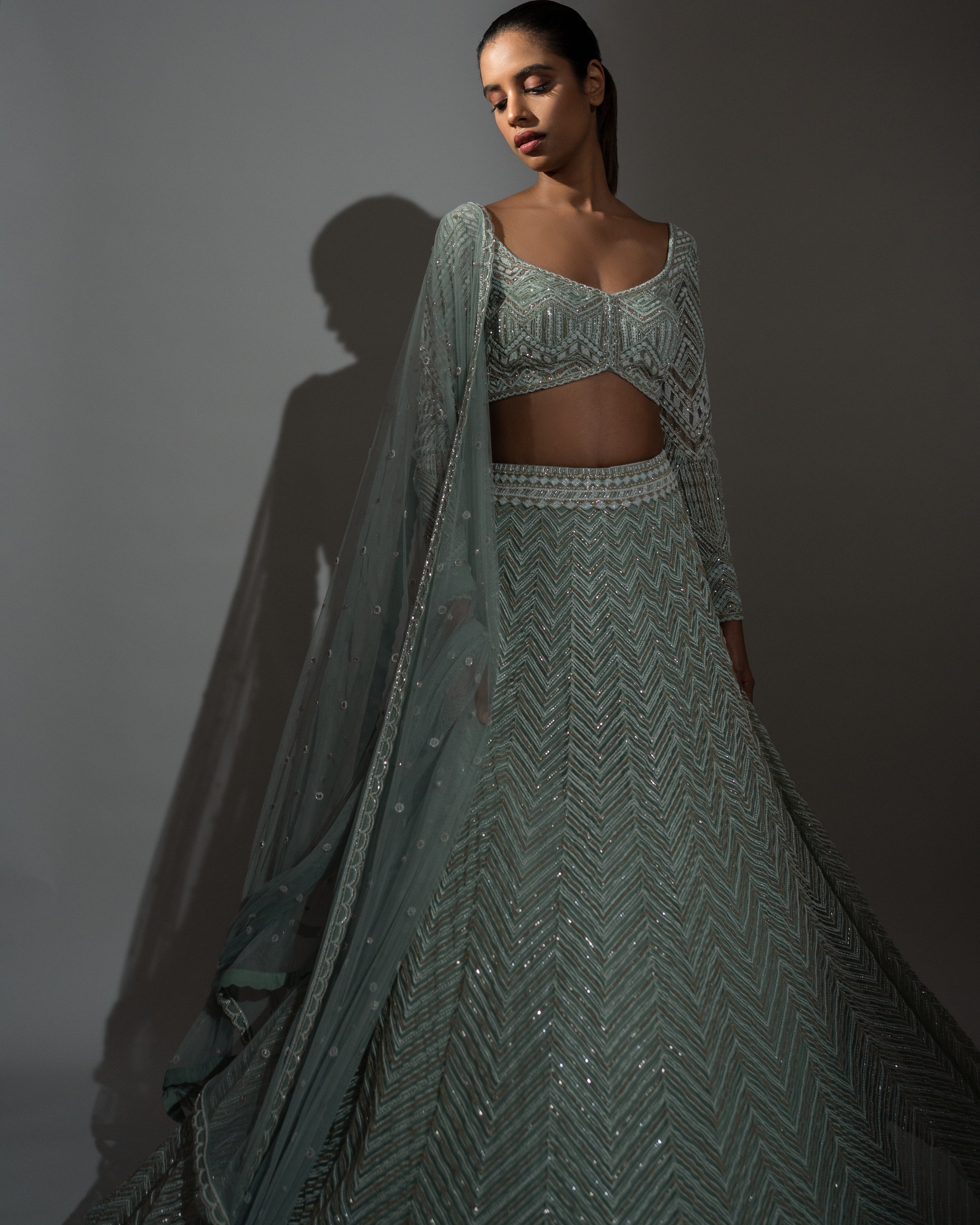 Aqua Vera Lehenga Set for Women - Elegant Indian Traditional Dress with Embroidery for Weddings, Festivals & Special Occasions