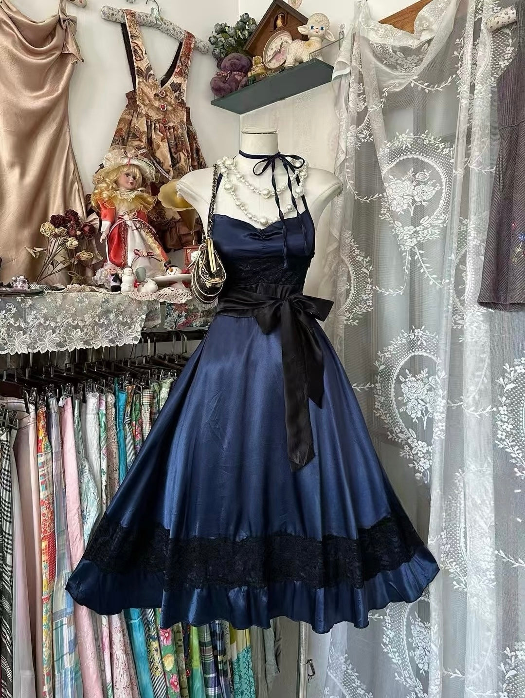 Elegant Navy Blue A-Line Formal Dress with Lace & Satin - Homecoming, Prom, Wedding Guest Dress J6661 | Perfect for Evening Parties, Dinners & Special Occasions