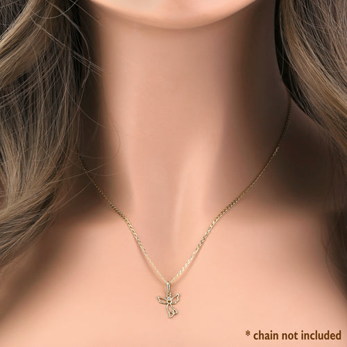 14K Yellow Gold Angel Pendant with CZ Stones - Elegant Jewelry Gift for Women, Perfect for Birthdays, Anniversaries & Special Occasions