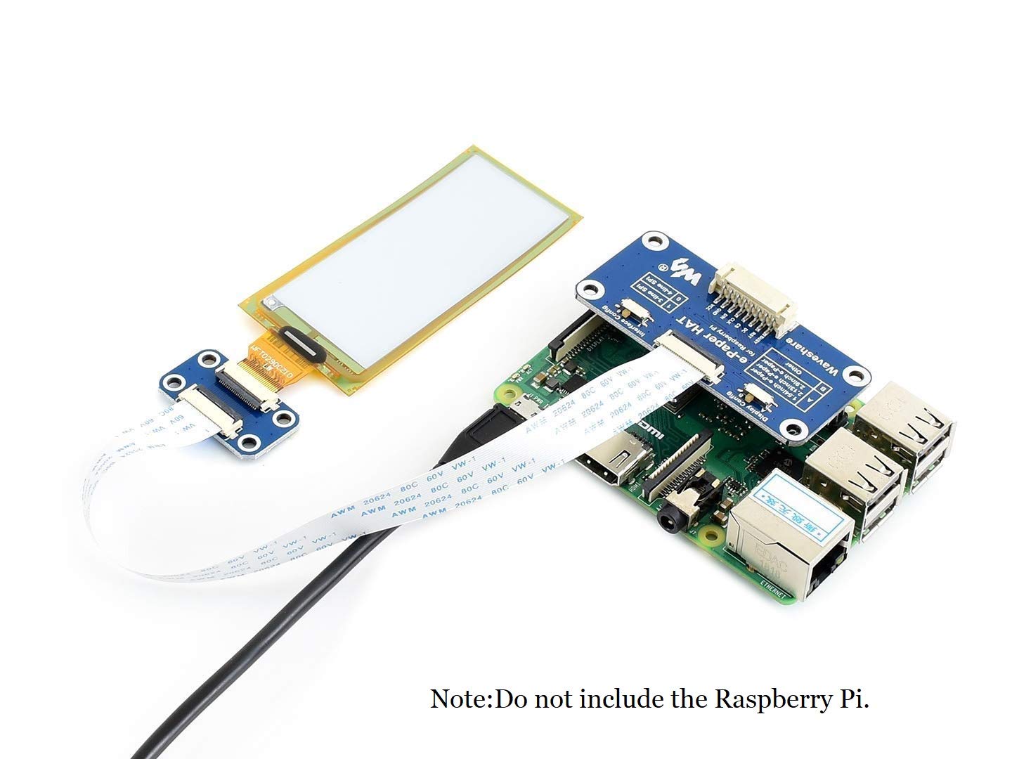 Waveshare 2.9 Inch Flexible E-Ink Display HAT - 296x128 Resolution Black/White E-Paper Screen with SPI Interface for Raspberry Pi (Zero/2B/3B/3B+), Jetson Nano - Perfect for DIY Projects, E-Book Readers, and Digital Signage