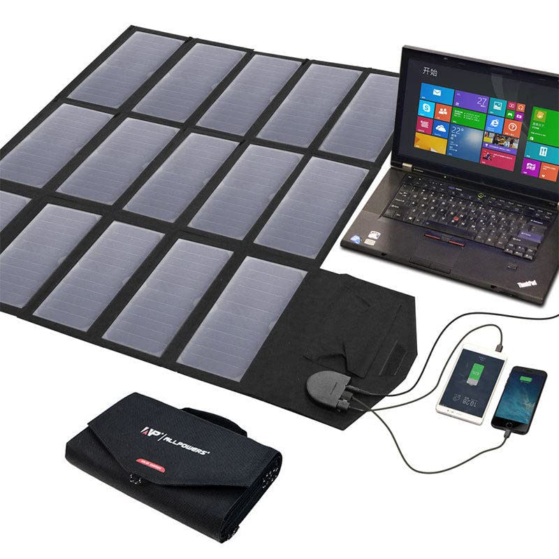 JUNNOT 100W Portable Solar Panel Charger Kit - 12V/18V Foldable Solar Panel with Power Station Port for Cars, RV, Boat, Phone, Tablet, Laptop, Camera | Perfect for Camping, Hiking & Emergency Power Supply