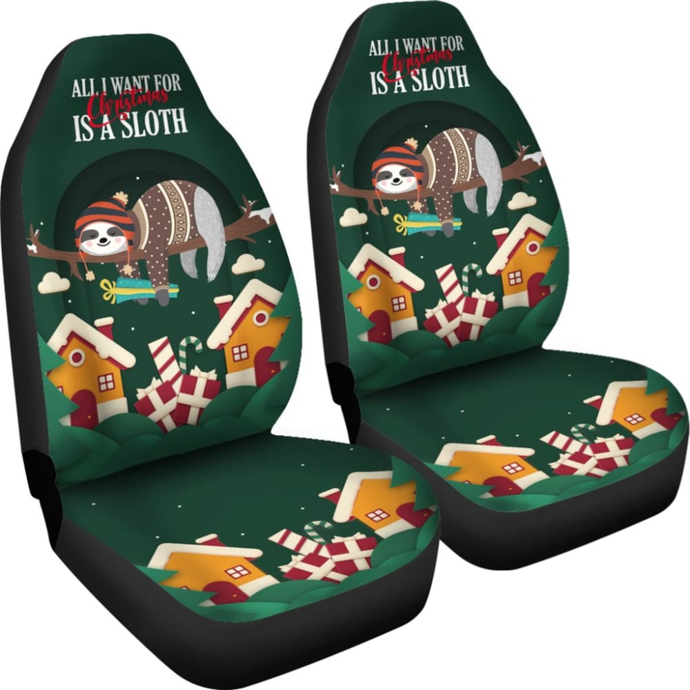 Funny Sloth Car Seat Covers for Christmas - Merry Xmas Gift for Animal Lovers & Car Enthusiasts | Perfect for Holiday Road Trips & Car Decorations