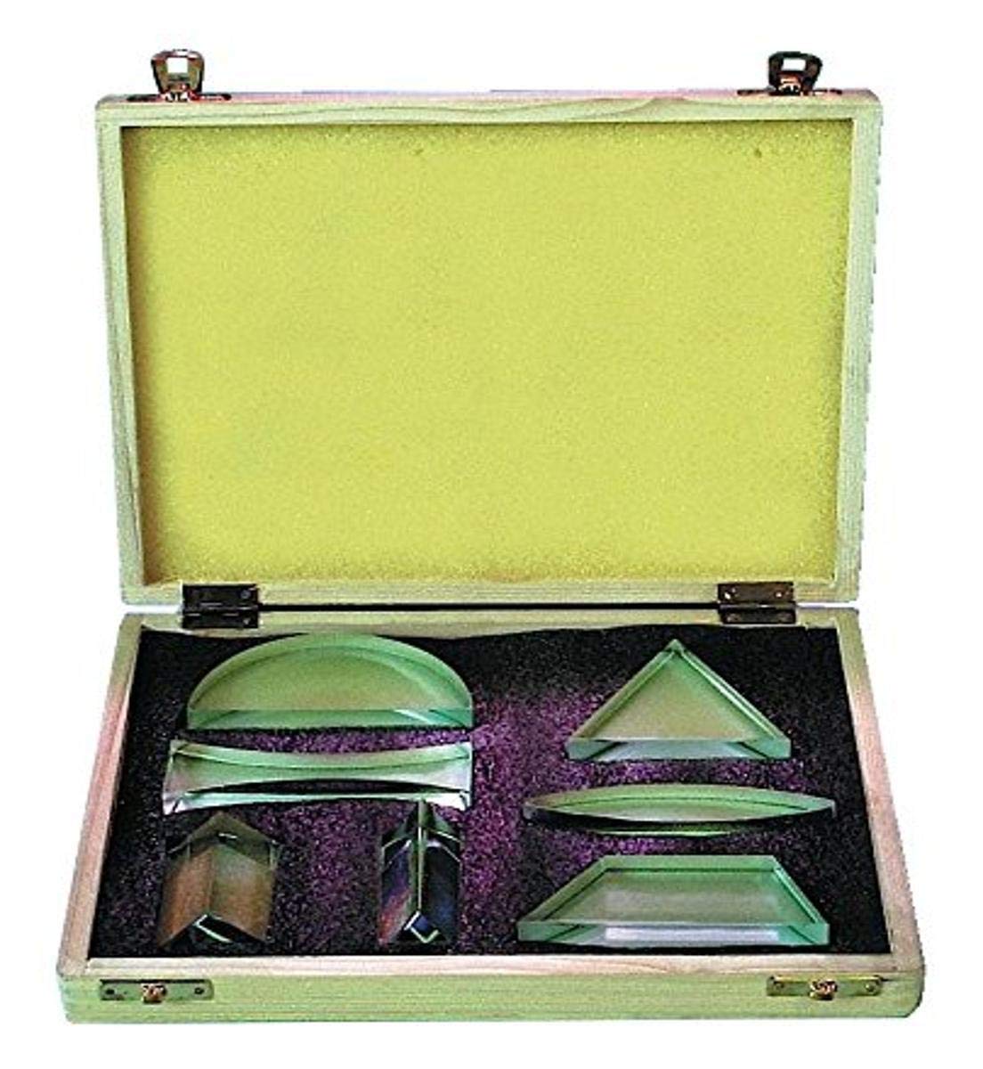 United Scientific Supplies OPSETG2 7-Piece Glass Prism and Lens Set for Physics Experiments, Science Education & Optical Studies