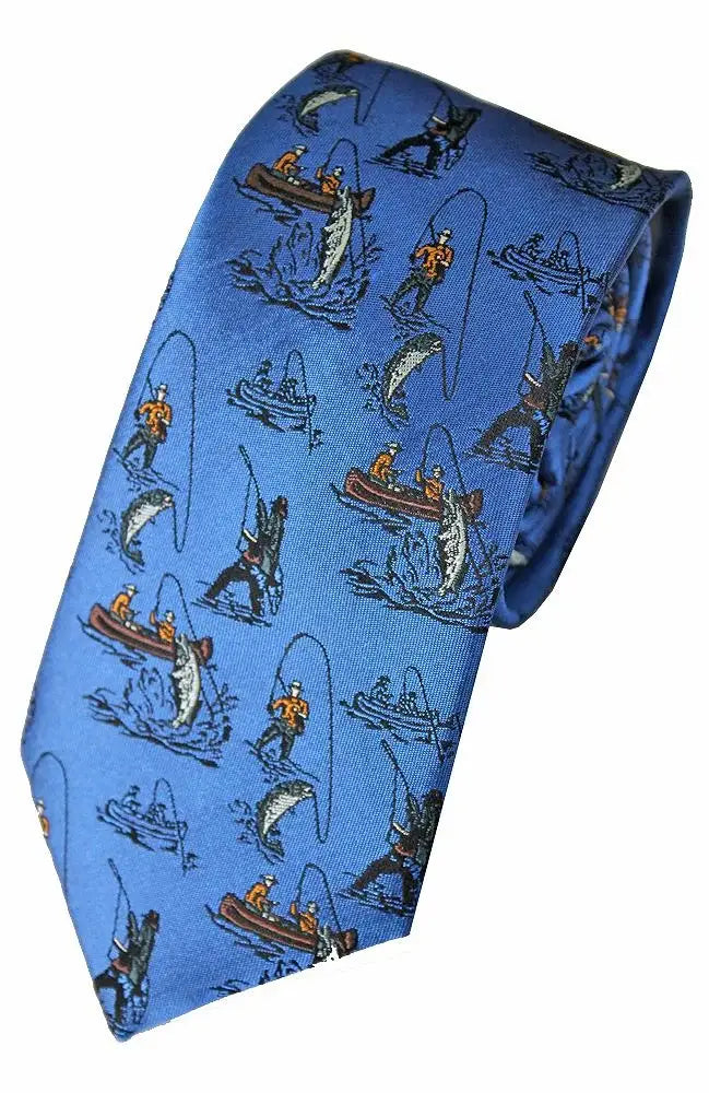 LA Smith Country & Hobby Fishing Silk Ties for Men - Classic Handmade Necktie for Business, Wedding & Formal Occasions - Perfect Gift for Anglers & Outdoor Enthusiasts