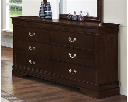 Louis Philippe 6-Drawer Dresser in Cappuccino Finish - Solid Wood Bedroom Chest for Clothes Storage & Organization | Perfect for Master Bedroom, Guest Room & Nursery