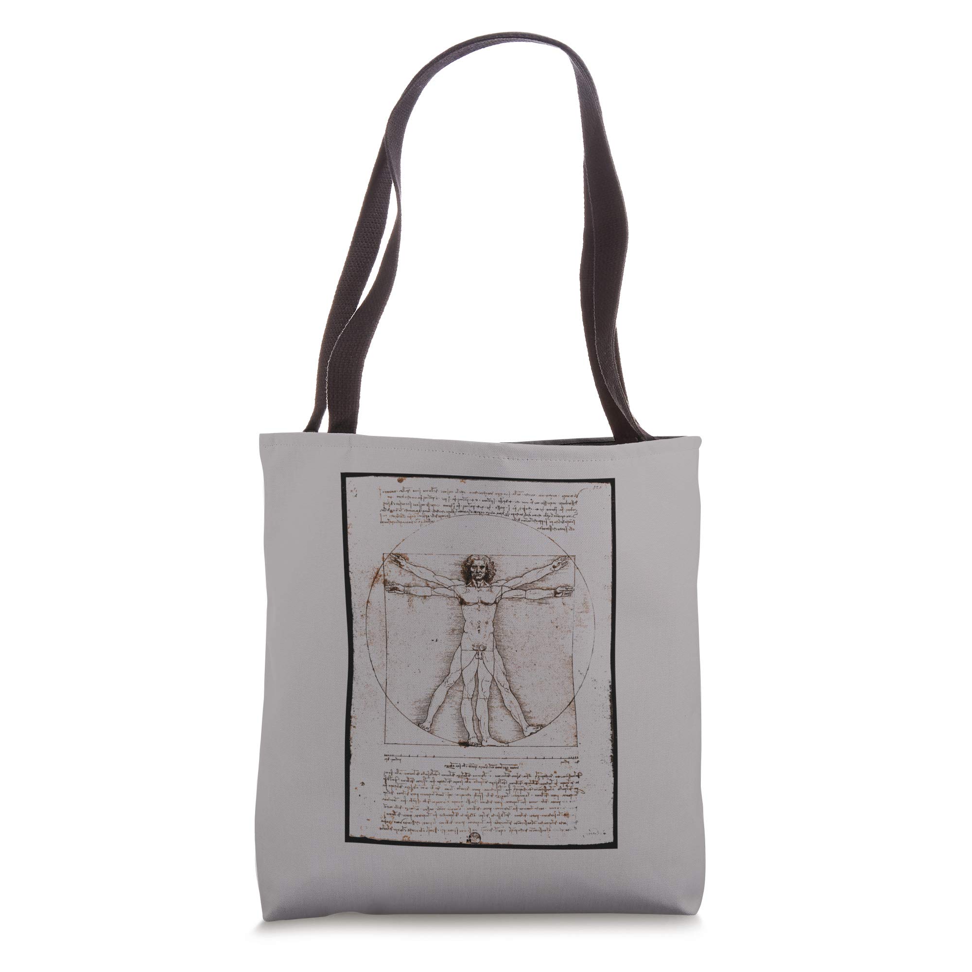 The Vitruvian Man by Leonardo da Vinci - Premium Original Tote Bag for Art Lovers, School & Shopping - Durable Canvas Reusable Grocery Bag