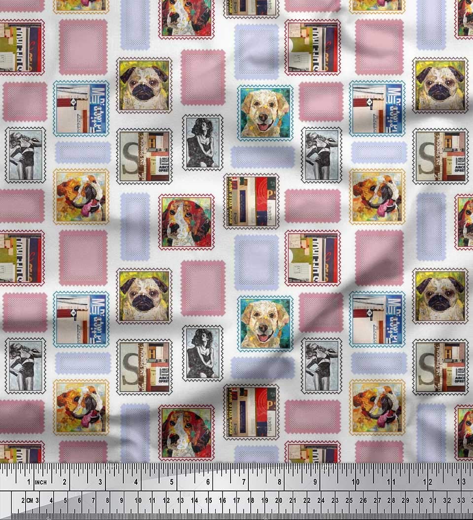 Soimoi Silk Fabric by the Yard - 42 Inch Wide Patchwork Print for Women's Clothing & Dog Accessories | DIY Sewing, Dresses, Scarves, Pet Bands & Home Decor