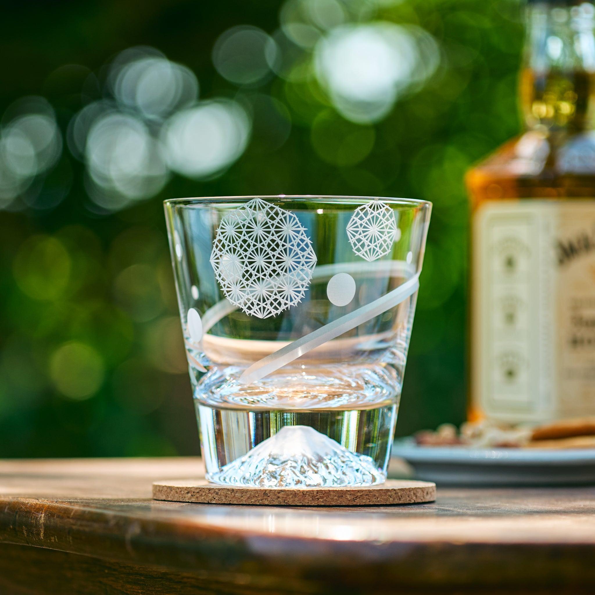 Tajima Mount Fuji Glowing Rocks Glass - Japanese Whiskey Tumbler with LED Base for Cocktails, Barware & Home Decor - Perfect for Parties, Gifts & Nightlight