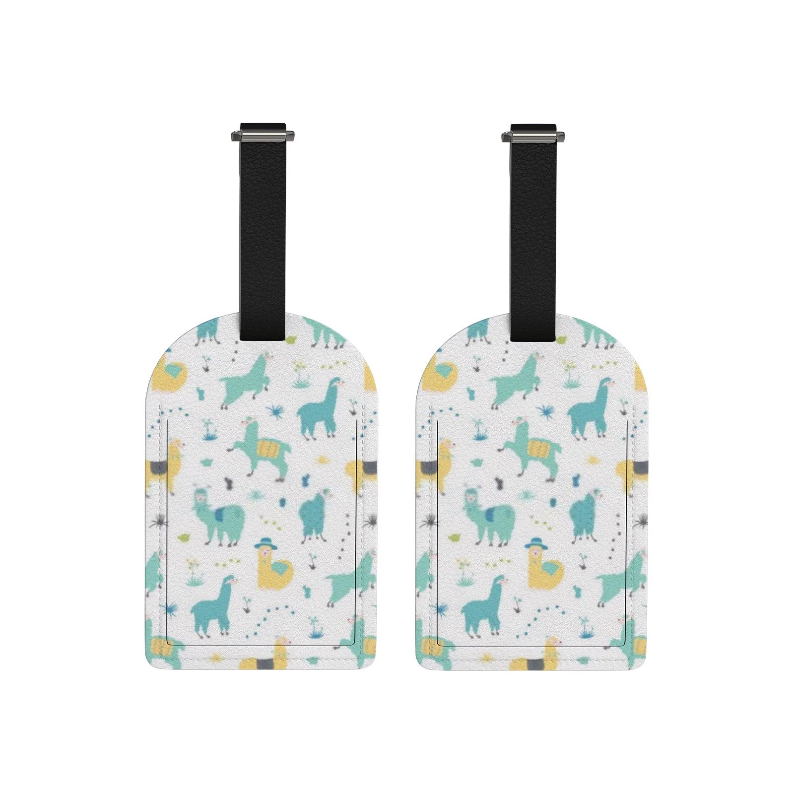 Vantaso 2-Pack Cute Llama Luggage Tags with Privacy ID Card - PU Leather Suitcase Labels for Travel, Backpack & Carry-On Bags | Perfect for Vacation, Business Trips & Airport Identification