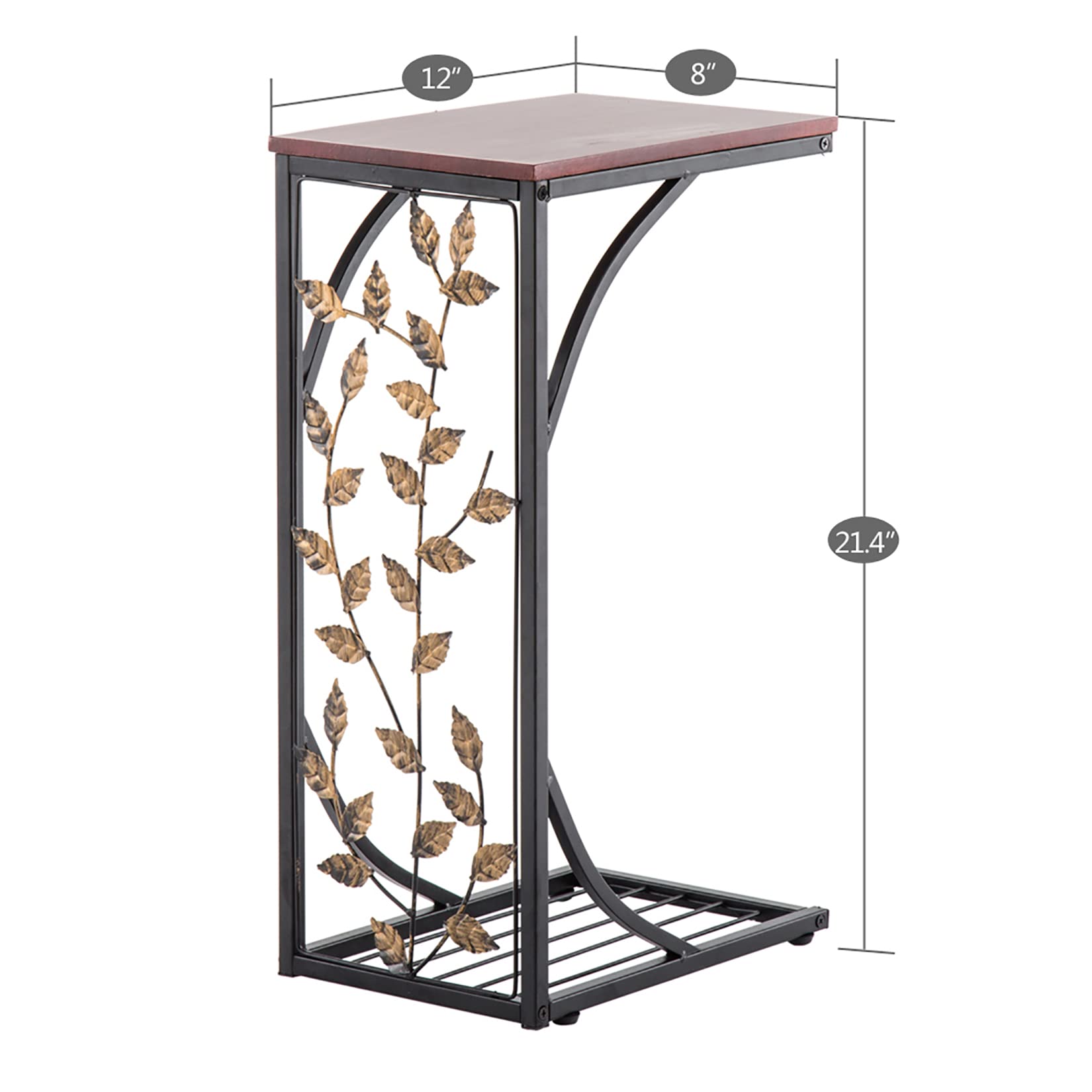 Multifunctional C-Shaped Side Table - Adjustable Coffee Table, Snack Table, End Table & Bedside Table with Sturdy Metal Frame - Perfect for Sofa, Couch & Bed - Ideal for Living Room, Bedroom & Small Spaces