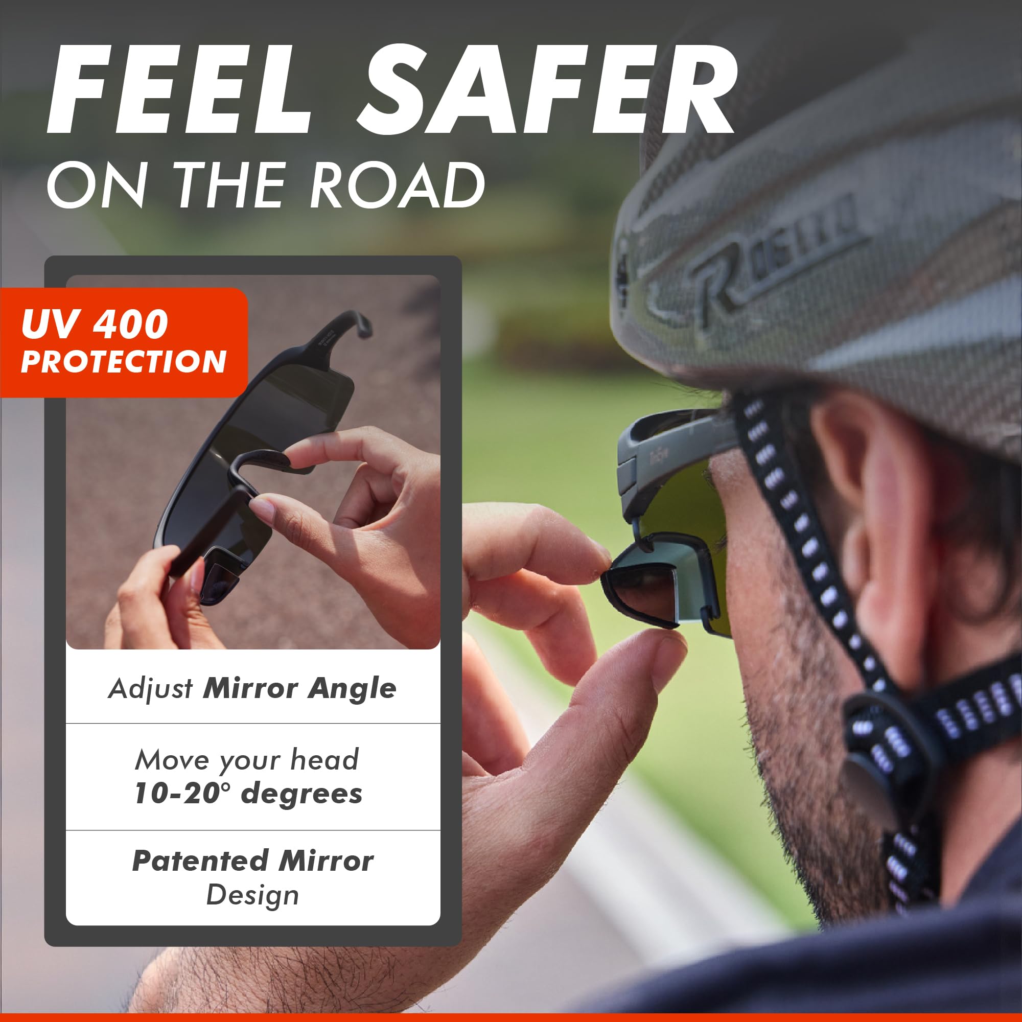 Cycling Sunglasses with Rear-View Mirror for Men & Women - UV400 Protection Sports Glasses for Road & Mountain Biking - Perfect for Cycling, Running & Outdoor Activities