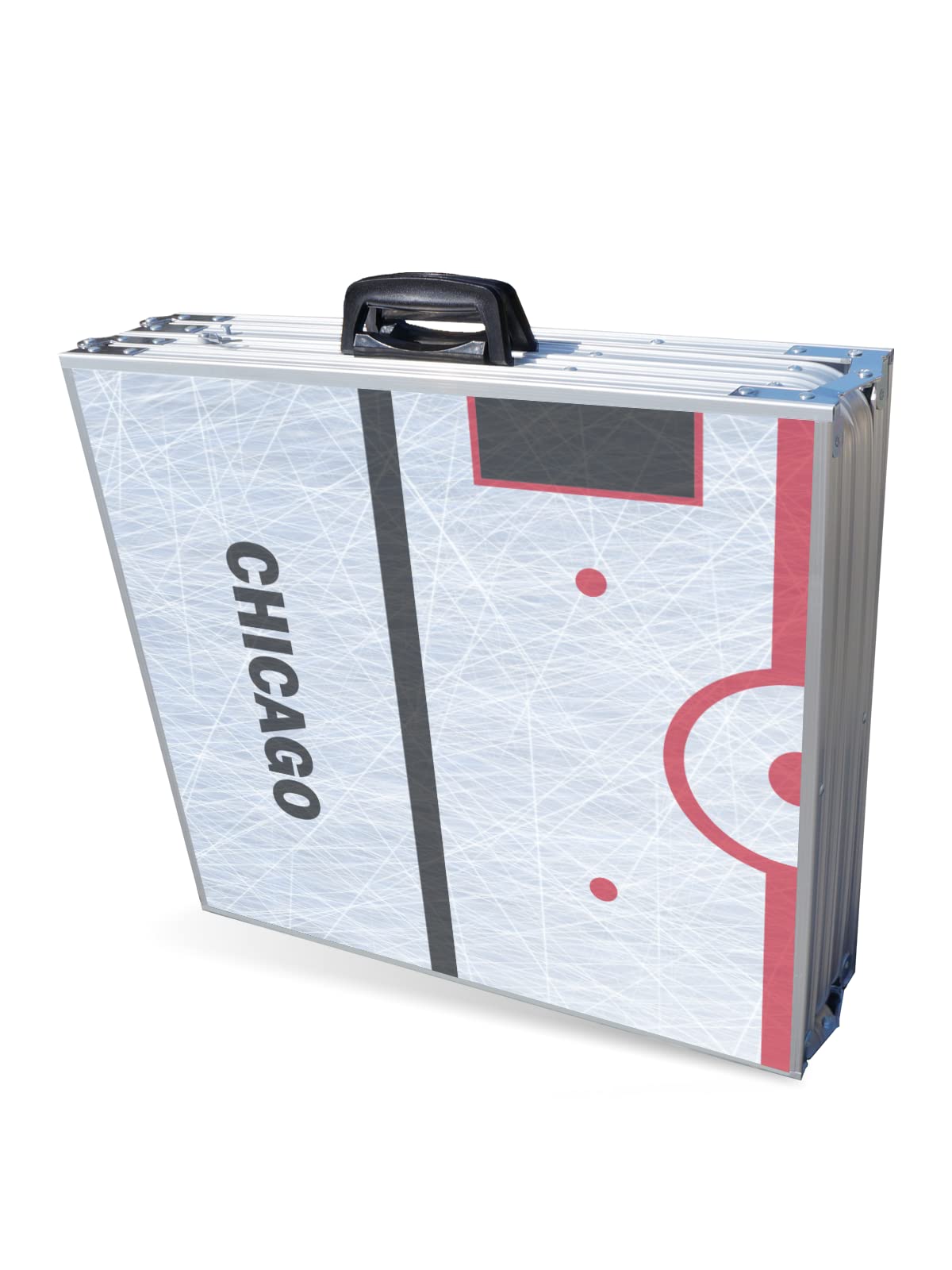 PartyPong 8-Foot Folding Portable Beer Pong Table with Optional Cup Holes & LED Lights - Chicago Hockey Rink Design - Perfect for College Parties, Tailgates & Outdoor Events (Choose Your Model)