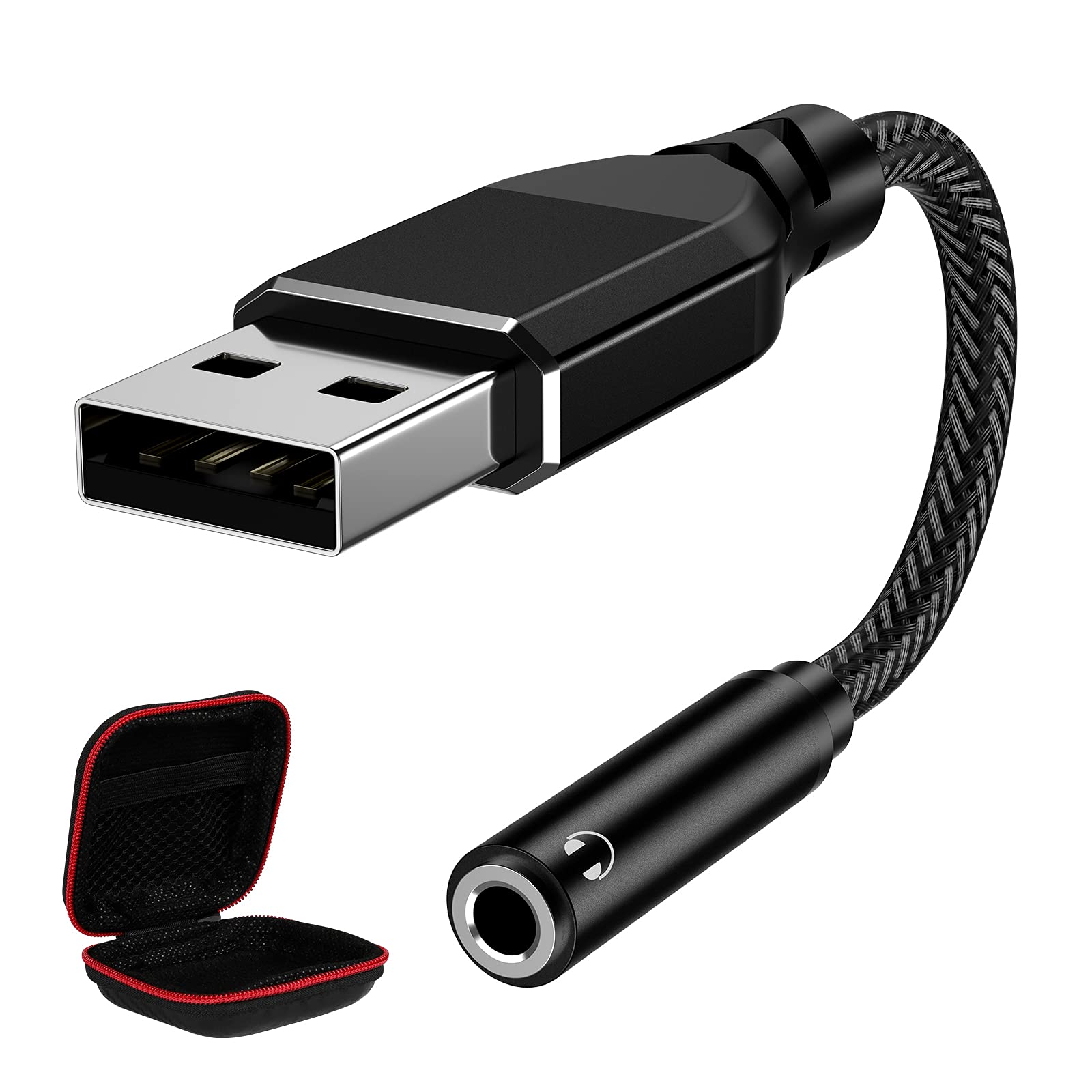 APETOO USB to 3.5mm Audio Adapter - External Stereo Sound Card with Aux Jack for Headphones, Headsets, Earphones - Compatible with Mac, PC, Laptop, Windows, PS4, PS5, Linux - Perfect for Gaming, Music Listening & Conference Calls