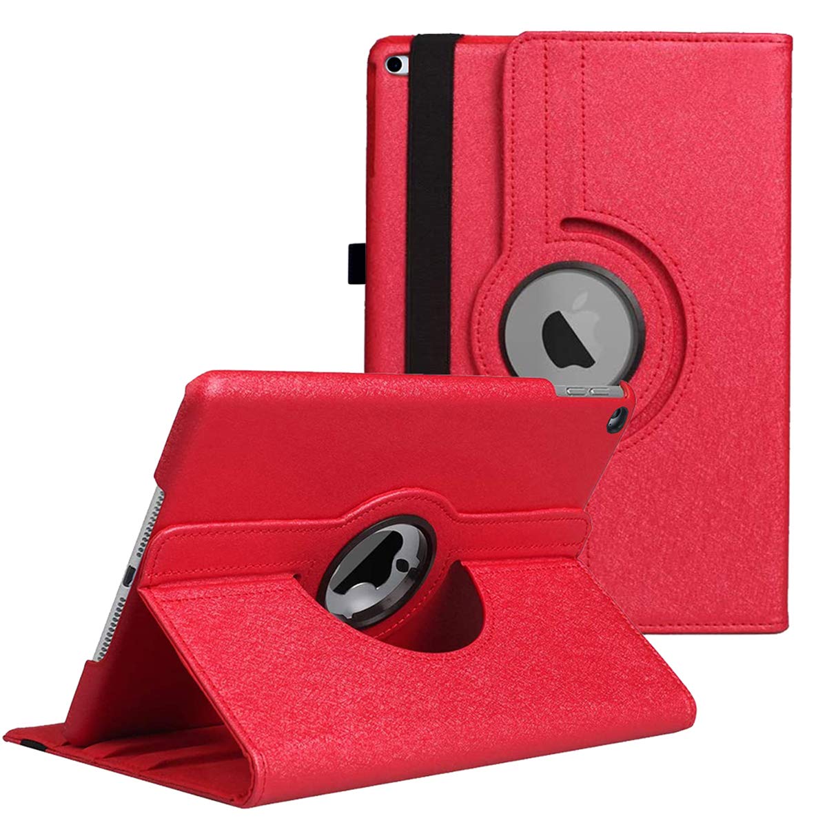 360° Rotating Stand Protective Case for iPad 9.7 inch (5th/6th Gen 2018/2017) & iPad Air 2 - Auto Sleep/Wake Smart Cover - Perfect for Work, Study & Travel (Red)