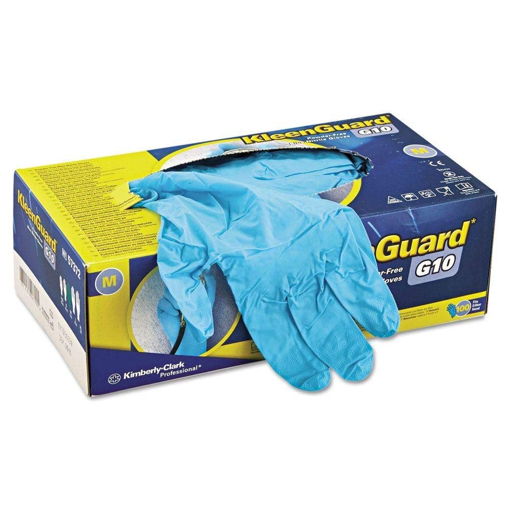 KLEENGUARD Disposable Blue Nitrile Gloves - Medium Size (100 Count Box) | Powder-Free, Latex-Free, Chemical Resistant Safety Gloves for Medical, Laboratory, Food Handling & Cleaning | Ideal for Healthcare Workers, Tattoo Artists & Home Use